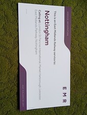 East Midlands Railway HST 125 Window Label - London To Nottingham (Label 27)