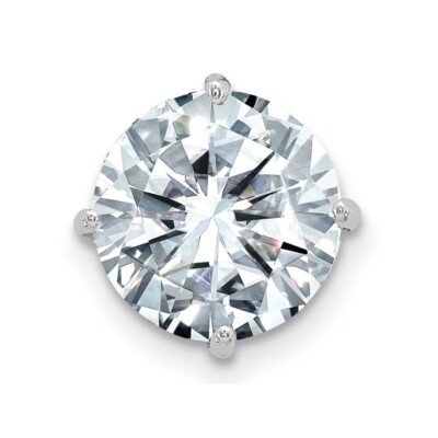 14K White Gold 2ct. 8.0mm Round D E F Pure Light Moissanite Solitaire Slide