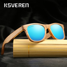 Men Women Wood Frame Polarized Square Sunglasses Wooden Fashion Glasses UV400
