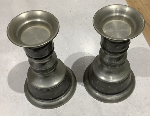 Vintage Pair Norwegian Tinn Traditional Pewter Candle Light Holders. Beautiful. - Picture 7 of 7
