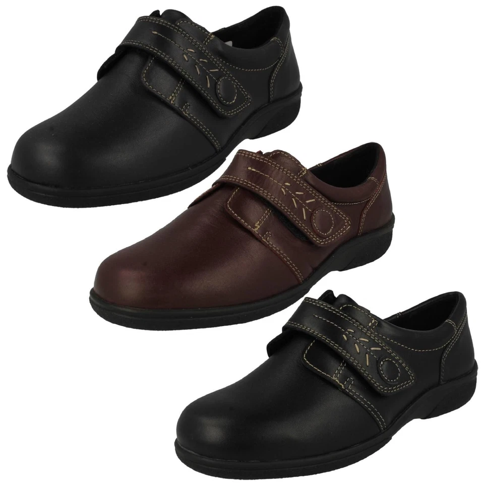 Chaussures DB En Cuir Pour Femmes 2V Large Ajustement Sangle Smart Casual Rory - Photo 1/1