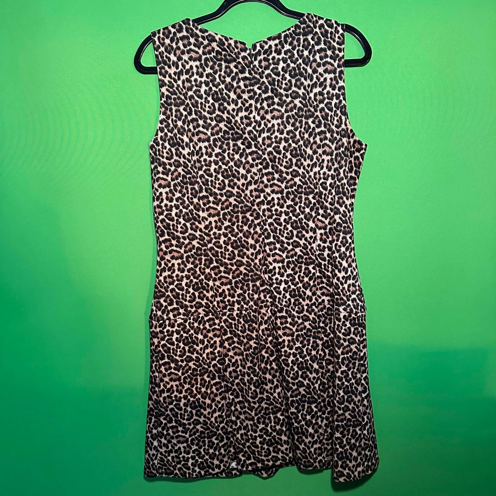 ABITO DONNA MICHAEL KORS TAGLIA L STAMPA LEOPARDO senza maniche foderato conchiglia