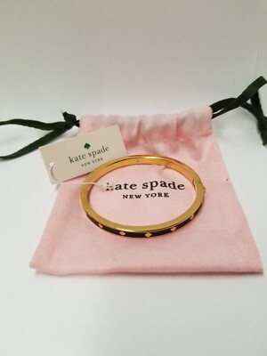 Kate Spade Spot The Spade Thin Black/Gold Tone Bangle Bracelet