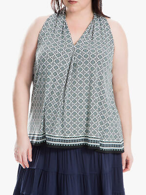 Max Studio Geo Print ärmelloses Top Ei blau grün Gr: 22 b13