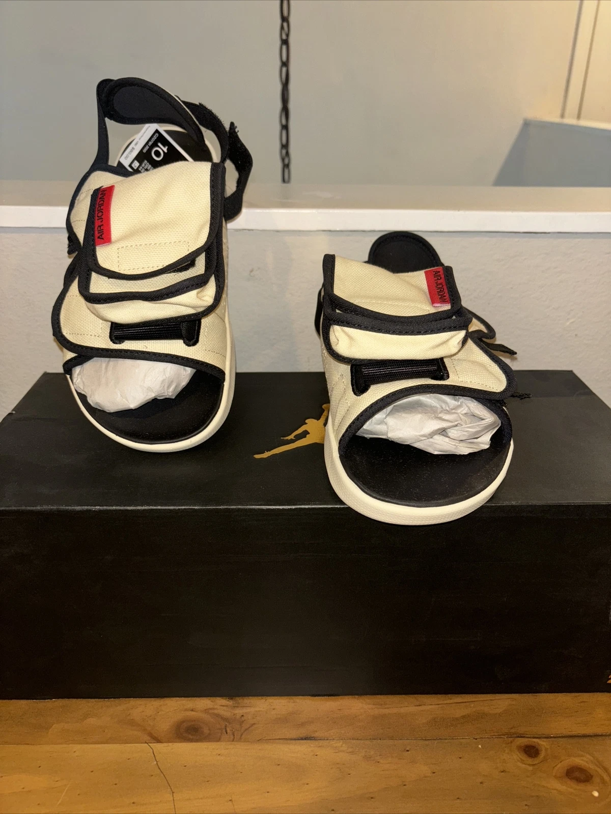 Sandali comfort neri Air Jordan LS Slide taglia 10 da spiaggia marrone chiaro Nike CZ0791 200