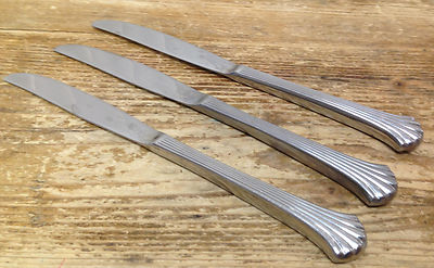 International Silver Stainless Tiara 3 Modern Hollow Dinner Knives Plume 43478