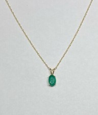 14 Karat Yellow Gold Genuine 6 x 4mm Oval Emerald Pendant Available w/ Chain