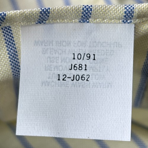 Vintage LL Bean Button Down Shirt Mens 16.5 34 Long Sleeve Yellow Blue Striped - Picture 6 of 8
