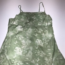 Shein Maxi Slip Dress Womens L Green Floral Long Boho Summer Dainty Split Hem