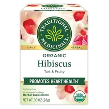 Organic Hibiscus Tea Bags 16 Count Herbal Tea Supports Cardiovascular Health