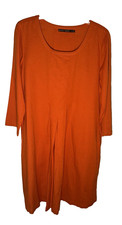 Gudrun Sjoden Dress Orange Pockets Scoop Neck Linen Organic Cotton Size M