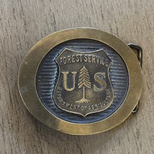 Vintage US Forest Service Shield Bronze Belt Buckle Made In USA-RARE Find Used