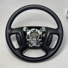 Chevrolet Gmc Tahoe Yukon Silverado Steering Wheel Black Ebony Leather 07-14 Oem