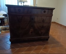 Cassettone Piemontese Antico Con Piano In Marmo Grigio