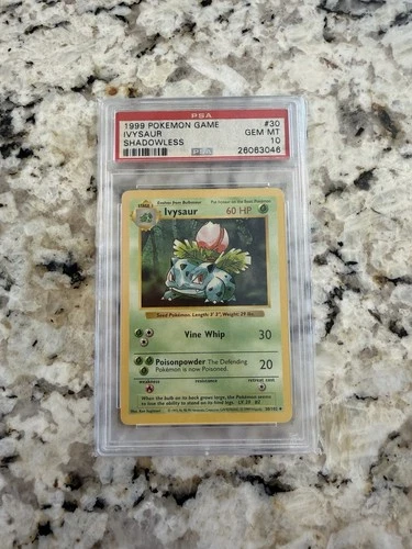 Pokemon PSA 10 SHADOWLESS IVYSAUR 30/102 - 1999 BASE SET NON HOLO - GEM MINT