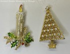 Fashion Gold Tone Enamel & Rhinestone Christmas Theme Brooch Lot 26.3g — photo 1