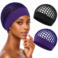 2Pcs Hair Nets for Sleeping Ultra-Wide Soft Band Crochet Hair Wrap Breathable Ha