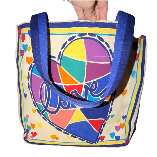 Brighton Love Hearts Print Tote Bag Multicolor Double Handles Inner Pockets