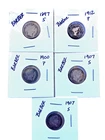 Lot of 5 Barber dimes 90% silver with clear dates and mint marks