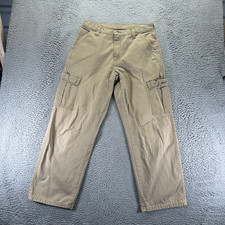 Wrangler Pant Mens 32x30 Beige Cotton Cargo Straight Leg Utility Workwear Travel