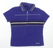 Athletic Essentials Damen blau gestreiftes Polo, Gr&ouml;&szlig;e 12