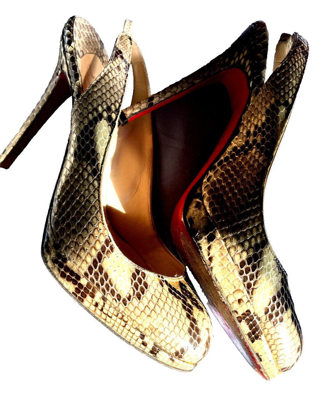 LOUIS VUITTON PARIS  PYTHON SLING BACK PLATFORM H… - image 8
