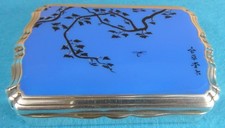 Superb Art Deco Sterling Silver Enamel Box Japanese Tree Bug Leaf Signed 1925