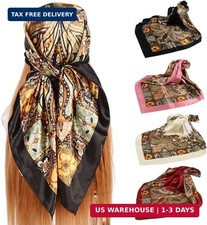 4Pcs Silk Head Scarves for Women Satin Hair Scarf 35"Large Square Bandana Silk L