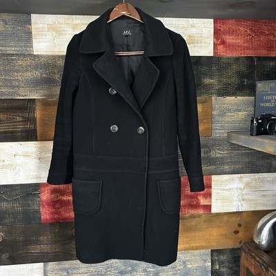 Apc Women s Cost Wool Overcoat Long Black Women s 36 Small Double Breasted