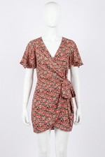 Dress Forum Floral-Print Satin Wrap Mini Dress Multi