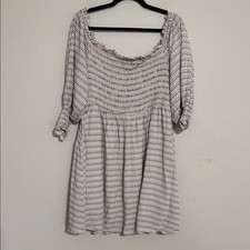 Eloquii Elegant cream Black polka dots mini Dress women 16 babydoll preppy boho