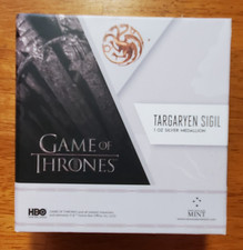 GAME OF THRONES TARGARYEN SIGIL 1 0Z SILVER MEDALLION NEW ZEALAND MINT