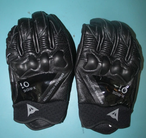 SIZE 9 LARGE DAINESE X-RIDE 01 SHORTY MOTORCYCLE GLOVES BLACK LEATHER NWOT