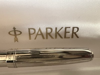Parker Sonnet P III Chrome Fountain Pen With Engravings M Nib Cartridges
