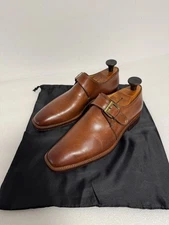 Martegani Cortina Shoes Mens Size 8 Brown Monk Strap Made in Italy Leather Dress