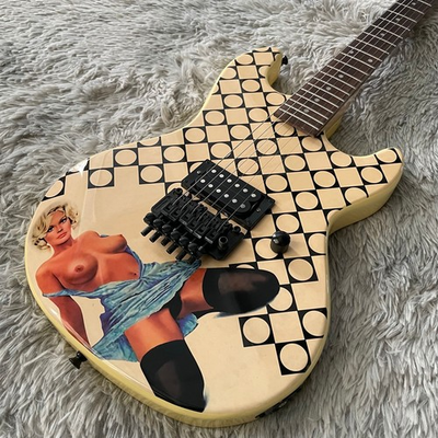 #ad Yellow Jerry Cantrell ST Electric Guitar Humbucker Pickups FR Bridge Black Parts $205.00