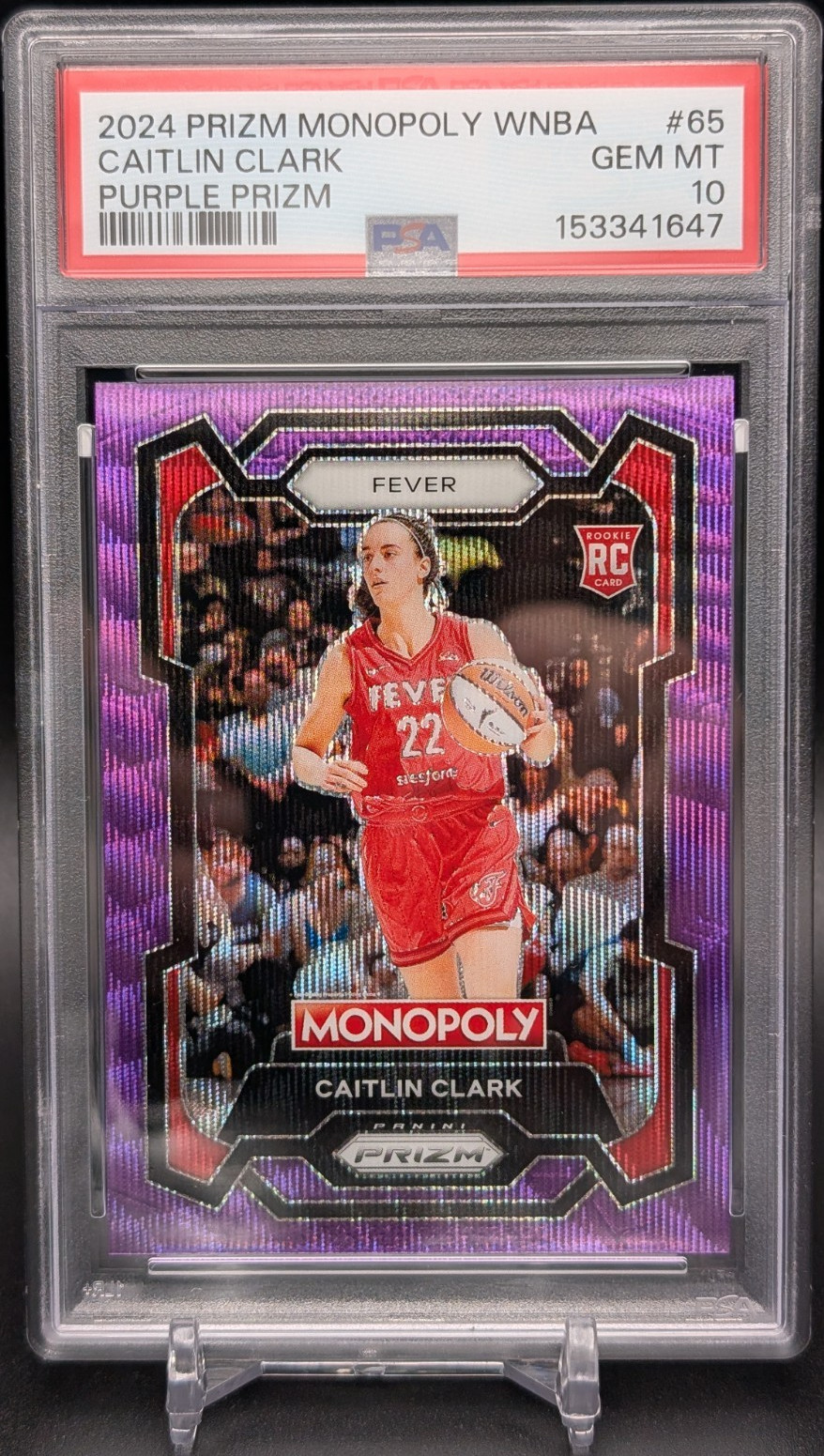 2024 Panini Prizm Monopoly WNBA Caitlin Clark #65 Purple Wave Rookie PSA 10