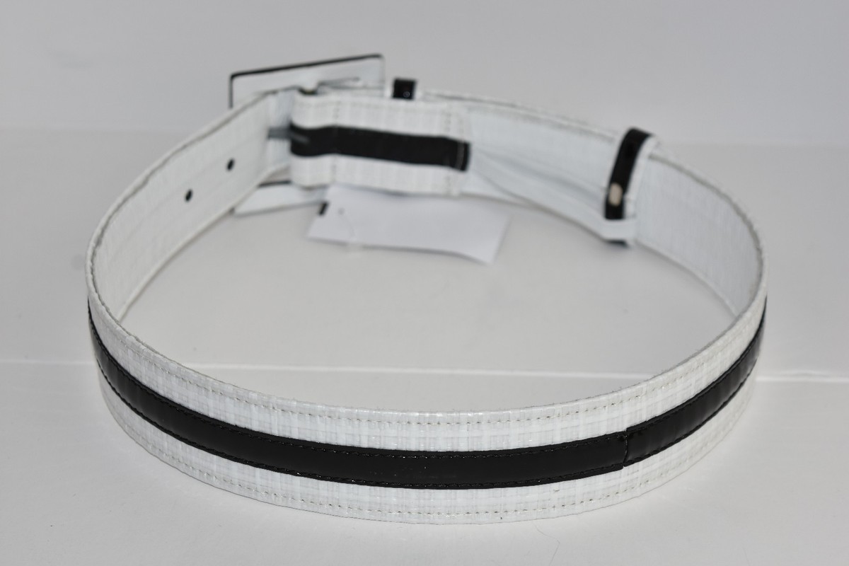 $690 New Oscar de la Renta Straw Patent Leather Waist Belt 