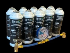 Envirosafe Industrial R134a Replacement Refrigerant SUV, 10 cans, Brass Gauge