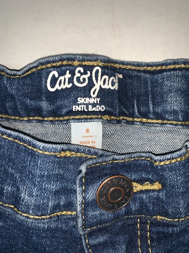Preowned- Cat & Jack Distressed Adjustable Skinny Jeans Kids (Size 8) - Picture 3 of 6