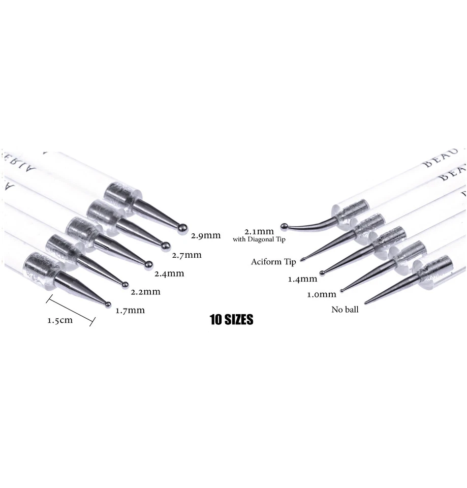 Herramienta de punteado bidireccional 5 piezas 10 tamaños pluma arte en uñas pintura marmoleado remolinos mandala Foto 3 de 4