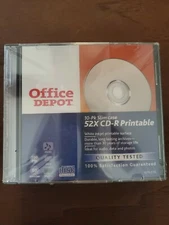 Sealed Office Depot 52x CD-R Printable 10Pk SlimCase 700MB 80Min Music Data Phot