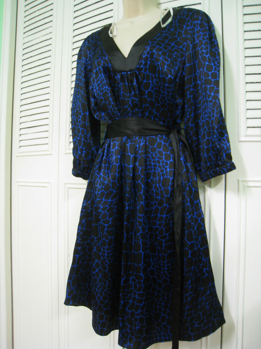 OC by OC dress NWT blue with black 3/4 Sleeve Knee-Length silk dress size 12 | eBay OC by OC dress NWT blue with black 3/4 Sleeve Knee-Length silk dress size 12 | eBay
