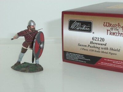 BRITAINS 62120 ANGLO SAXON WARRIOR SOLDIER PUSHING FORWARD WITH SWORD + SHIELD 