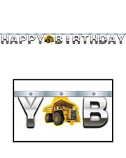 Construction Zone Happy Birthday Jointed Foil Banner Party