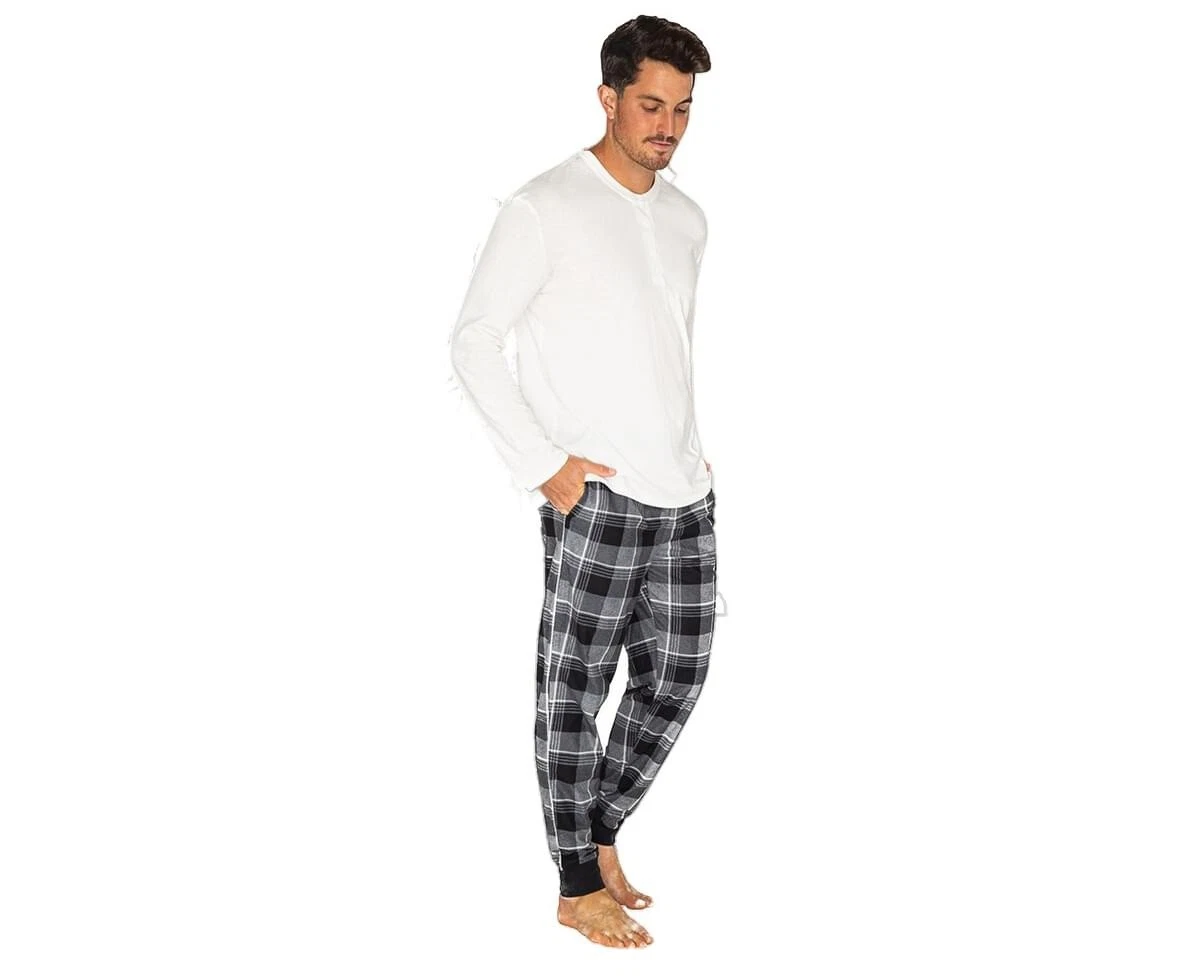 GLOSTER Men s Sleepwear Lounge Pyjama Set Long Sleeve T Shirt And