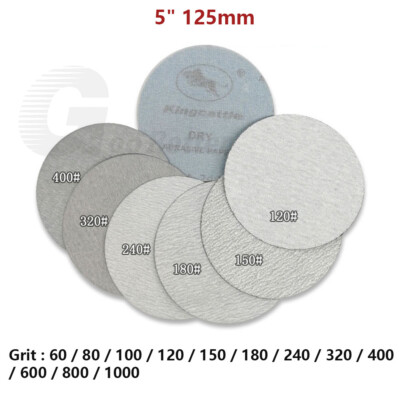 100pcs Hook & Loop Sanding Discs 5'' 125mm Orbital Sandpaper Pads 60-1000 Grit