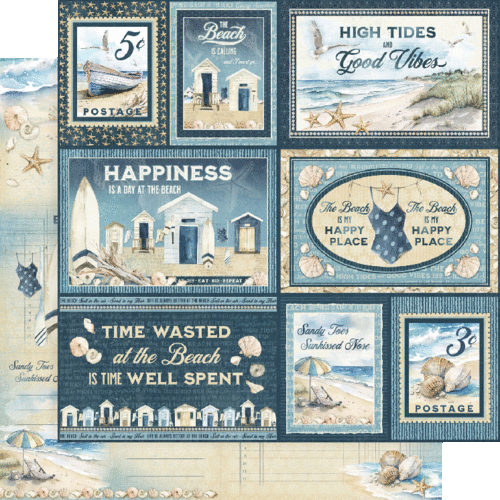 GRÁFICO 45 "LA PLAYA LLAMA" PAQUETE DE PAPEL 8X8 24 HOJAS OCEAN SCRAPJACK'S PL - Imagen 7 de 9