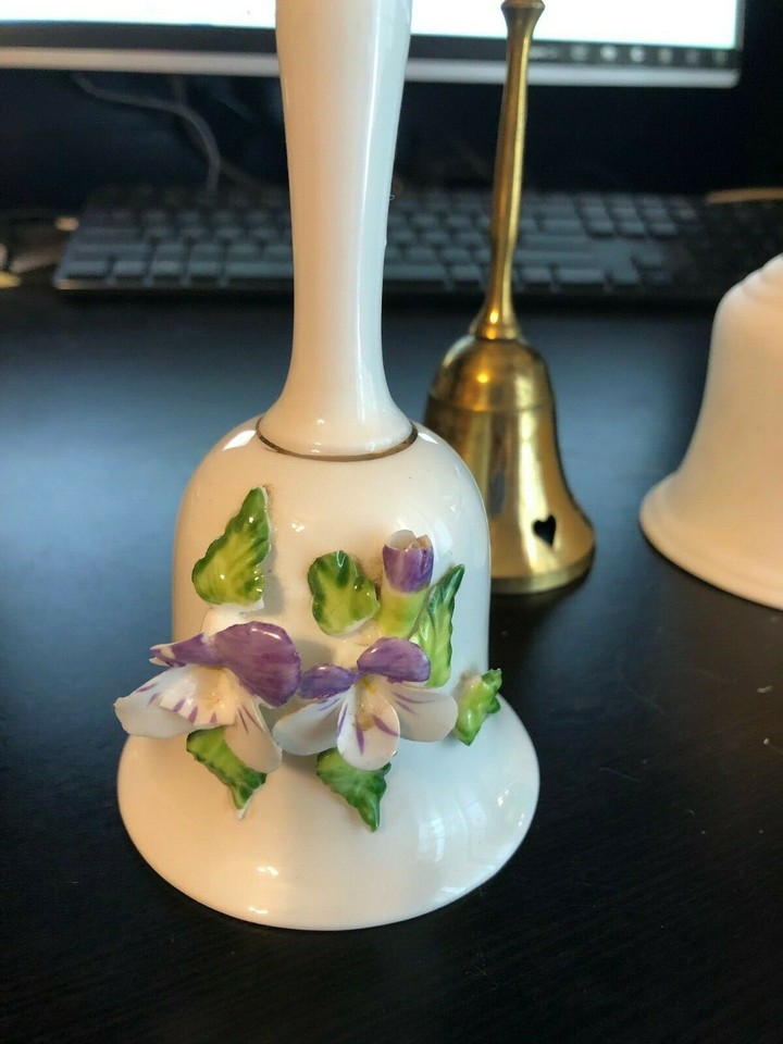 Set of 3 Bells/2 Complete & 1 has a flower with 2 broken petals/Very