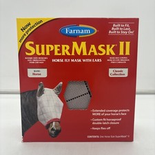 Farnam SuperMask II Classic Horse Fly Mask with Ears, Horse size, Assorted